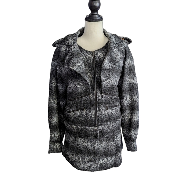 NWT Karl Lagerfeld Gray/Black Tweed Skirt/Jacket Set Size L - Picture 2 of 15
